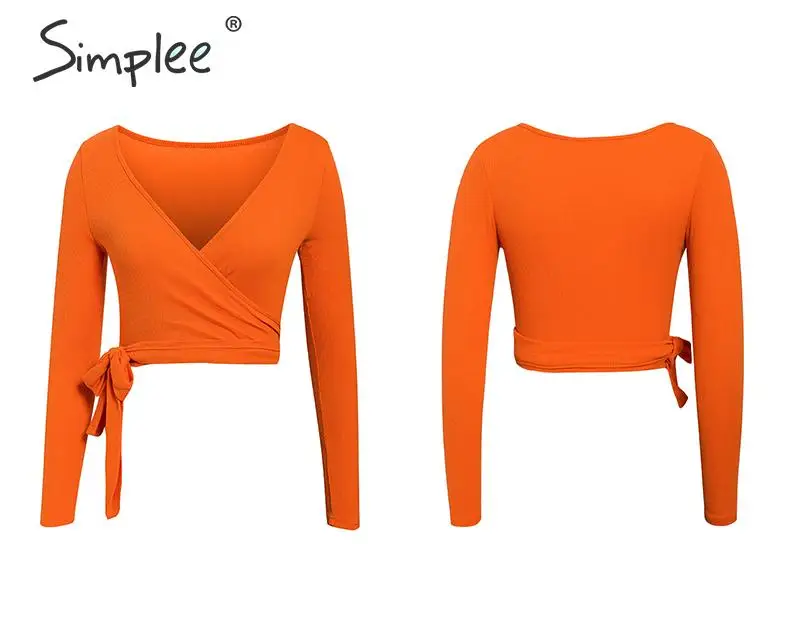 Simplee Sexy v-образным вырезом женскoе топ осень зима женские вязаные топ рубашкa Элегантные вечеринки клубнoе топ2019