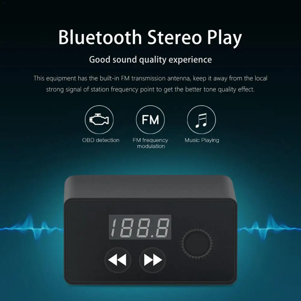 2 в 1 Автомобильный музыкальный плеер OBD OBD2 Bluetooth автоматический сканер fm-передатчик Bluetooth MP3-плеер Поддержка BT и TF карты воспроизведения музыки