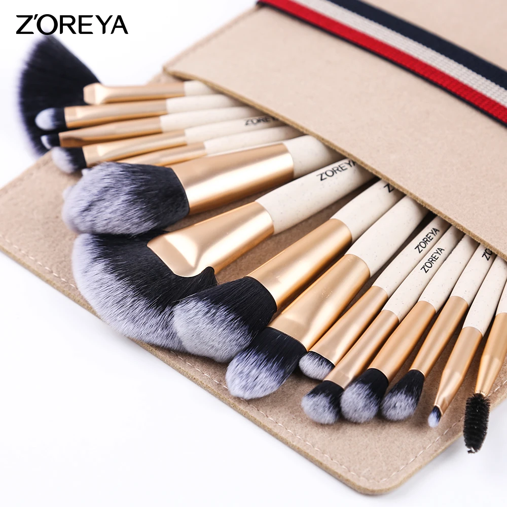 ZOREYA Makeup Brush Set 16pcs Premium Make Up Brushes Powder Foundation Fan Eyeshadow Blending brush New