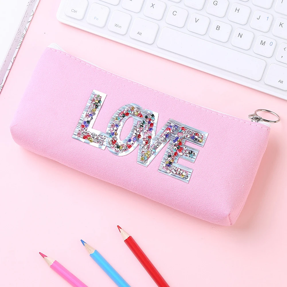Блестящие Блестки Стразы Холст Карандаш Чехол канцелярский чехол для хранения