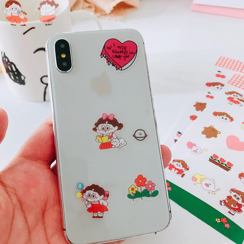 Kawaii Cake Girl Decor Stickers Scrapbooking Stick Label Diary Album Stickers Kawaii Korean Stationery Toy Stickers Gift
