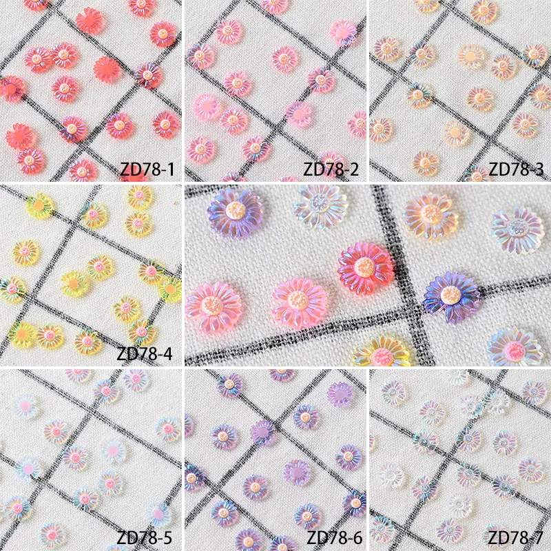 

50/20Pcs Heart Nail Art Ornament Large Size Scrub Lovely Flower 3D Manicure Stick-on Crystals Accessories Decoration TH02-17mm