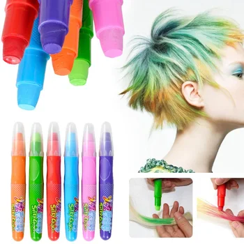 

6-Color Hair Color Pens Plant Formula Mild And Non-Irritating Easy To Clean Disposable Hair Color Pen Care Tool