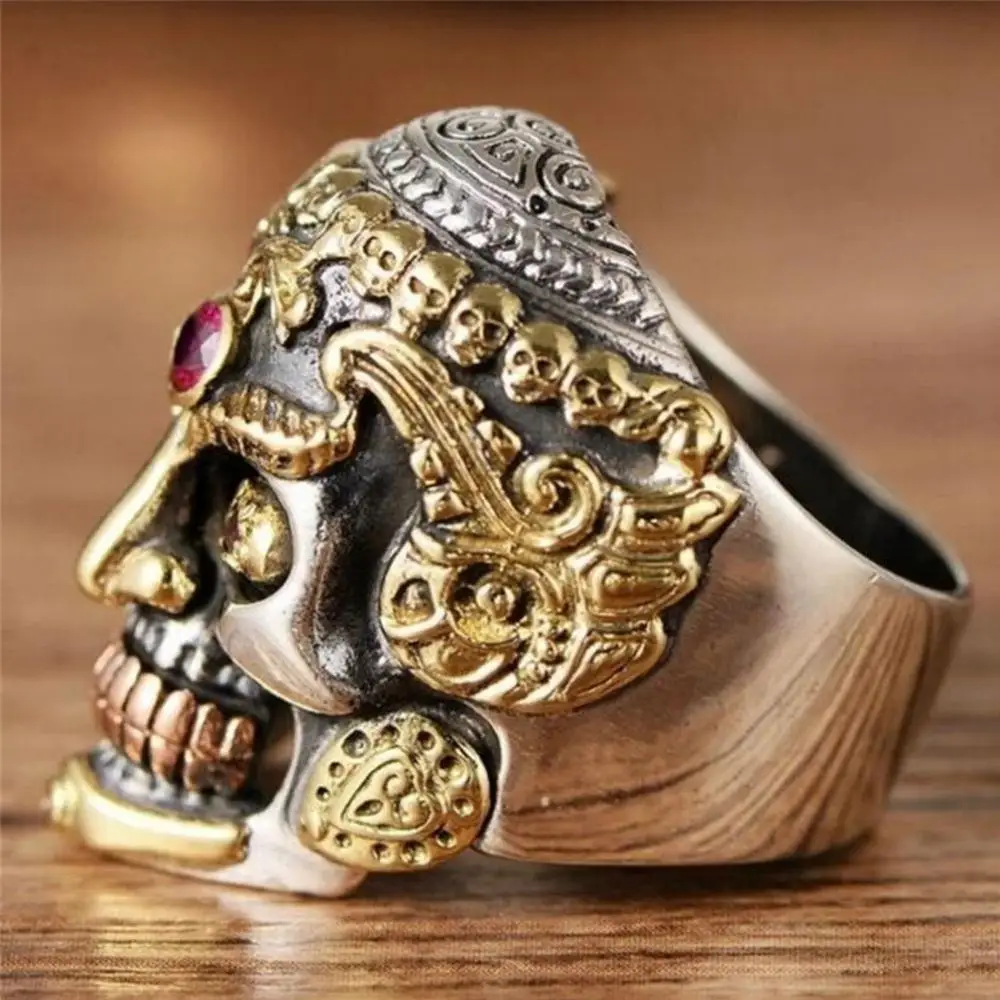 Крутое мужское кольцо из нержавеющей стали готический панк череп Кристалл Циркон глаз Байкер ювелирные изделия подарок