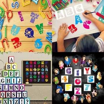 

36pcs/set Letters Number DIY Painting Drawing Stencil Templates Snowflake Cloud XXUC