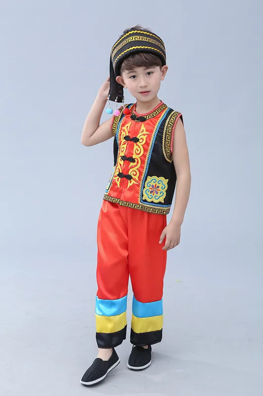 Китайский народный танец мальчик Miao одежда Hmong одежда Детский костюм для мальчика
