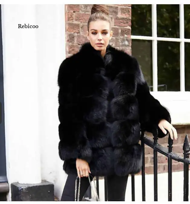 

Роскошная куртка из искусственного лисьего меха, женское пушистое меховое пальто с отложным воротником, толстое теплое пальто из искусственного меха, зимняя одежда
