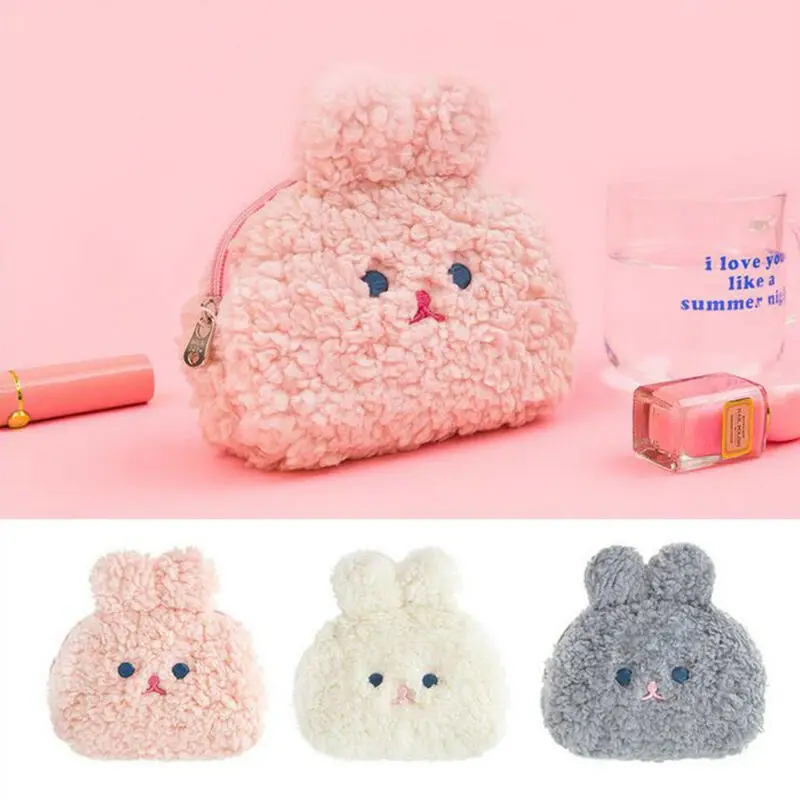 

1Pcs Portable Cartoon Plush Makeup Bag Coin Storage Case Travel Makeup Flannel Pouch Cute Cosmetic Bag Cases For Women Girls