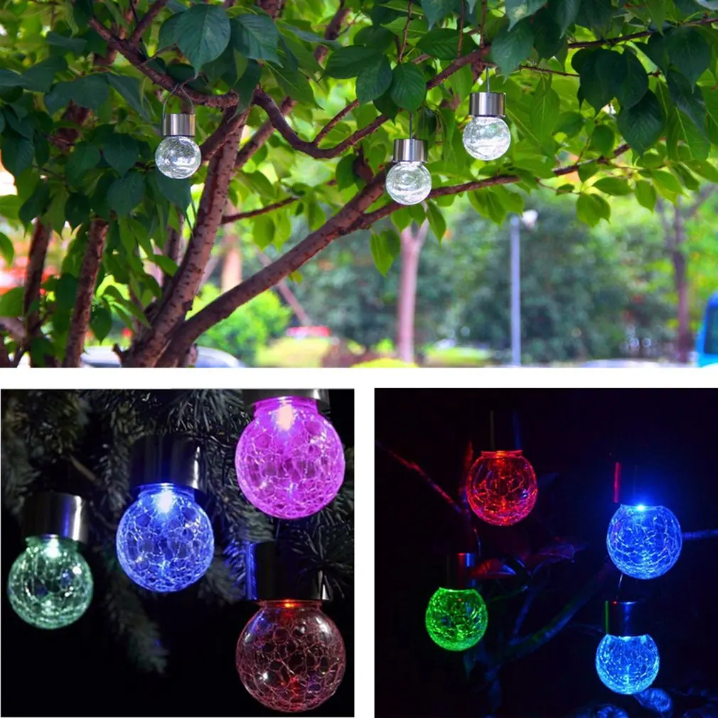 

solar crack light ball / hanging lamp outdoor colorful landscape lamp LED glass ball street lantern garden