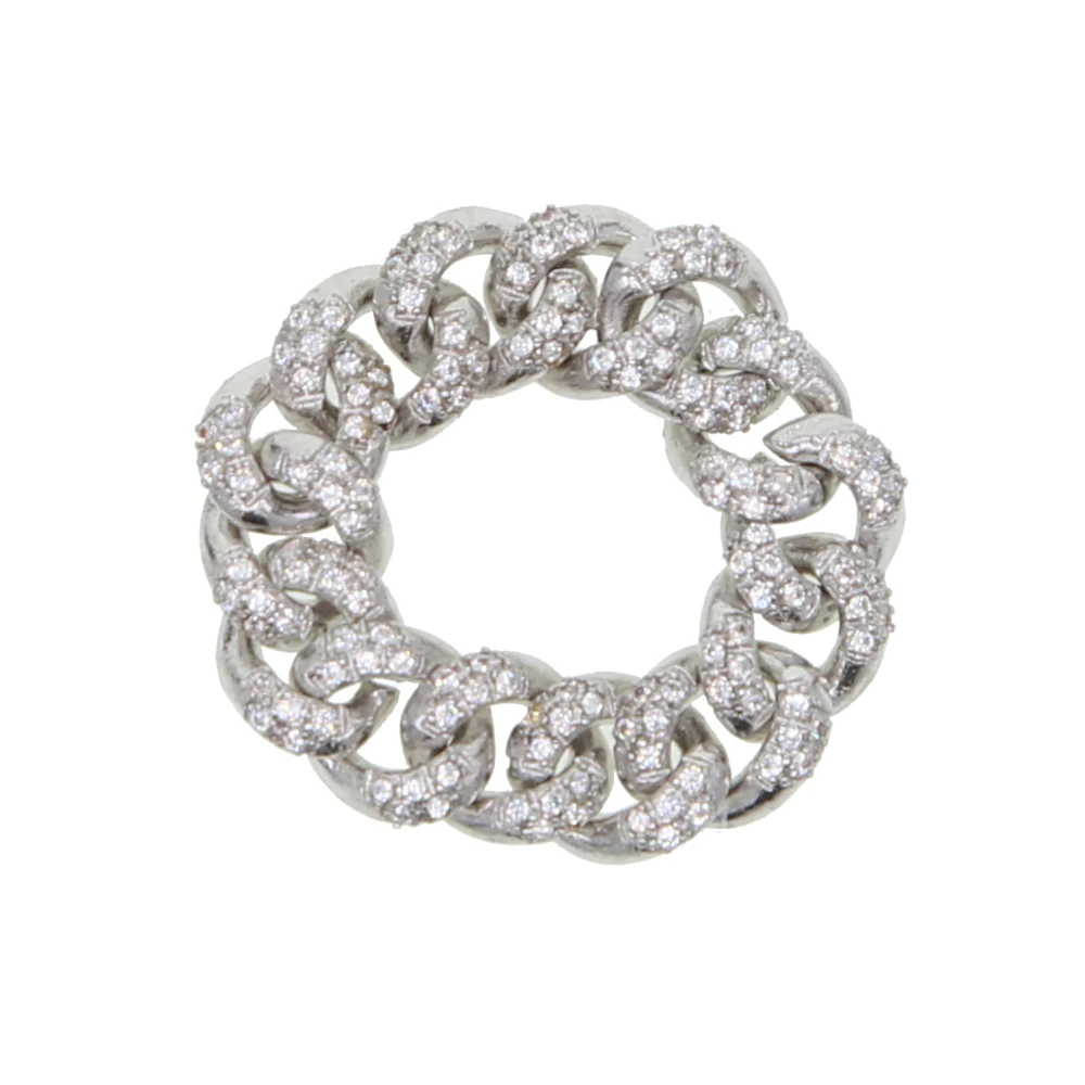 Для женщин хип-хоп обручальное кольцо трендовые кольца на палец iced out bling cz проложили Майями кубинское звено цепи кольцо ювелирные изделия - Цвет основного камня: silver