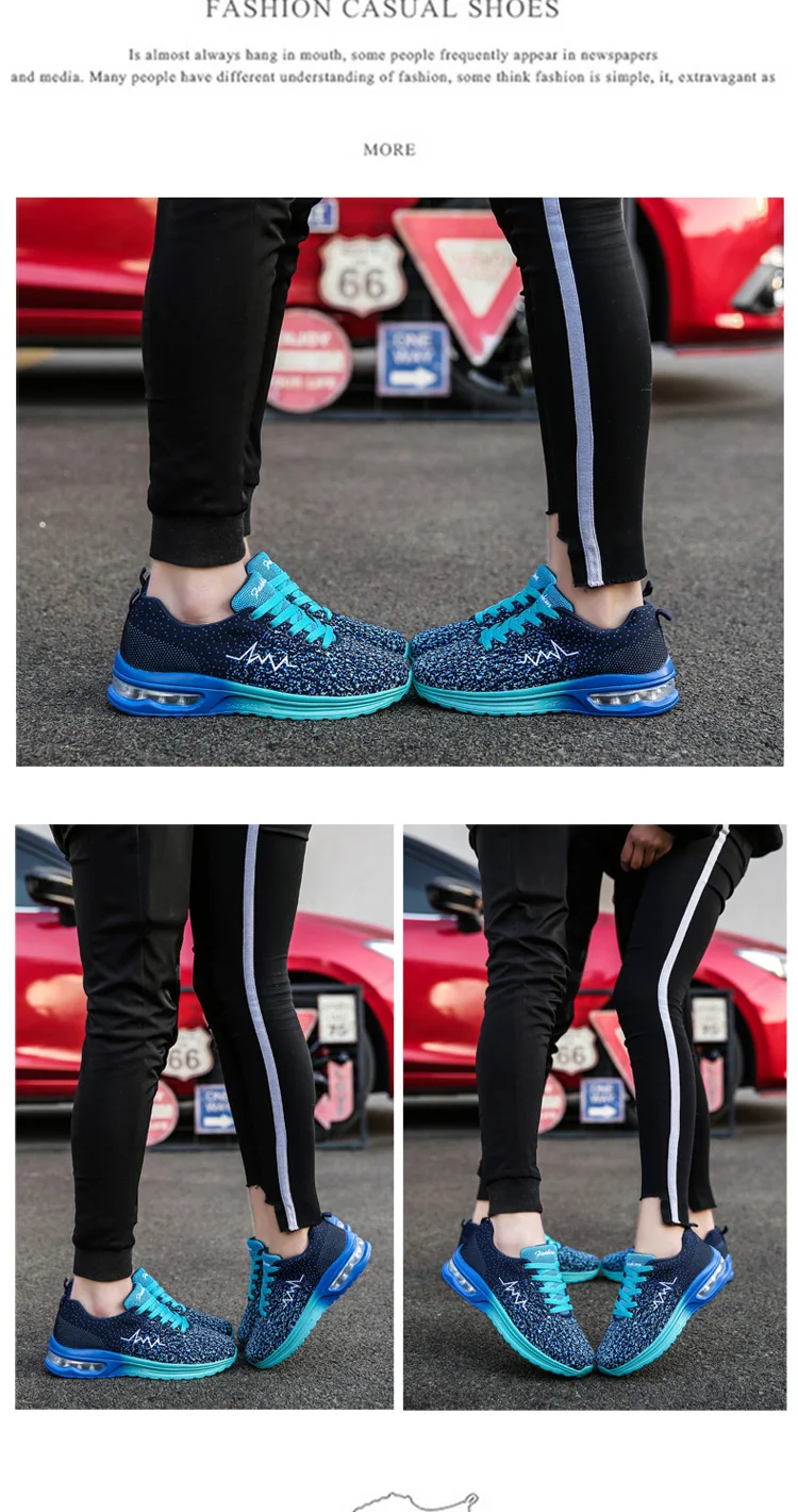 Men Tennis Shoes Air Cushion Breathable Non-slip Cushioning Sneakers Sport Lace Up Jogging Women Trainers Tenis Feminino