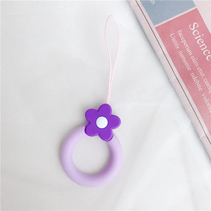 Карамельный ручной наручный ремень цветок для телефона чехол камера USB флэш аксессуары кольцо короткий шнур милый желтый цвет силикон
