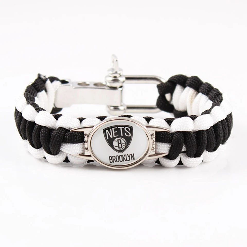 Blakc-White Вязаный браслет для баскетбола, Модный Цветной веревочный плетеный браслет знаменитой баскетбольной команды, очаровательный мужской браслет, мужские ювелирные изделия - Окраска металла: Blakc-White