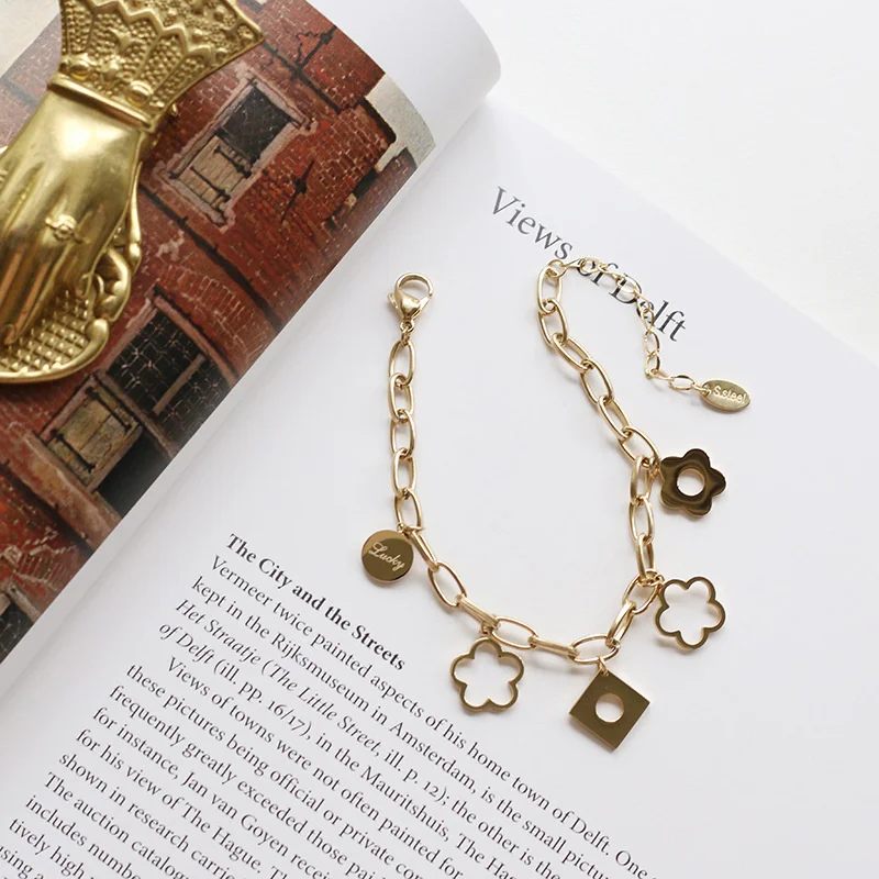 Женская цепочка из нержавеющей стали с золотым покрытием эстетичный Подарочный