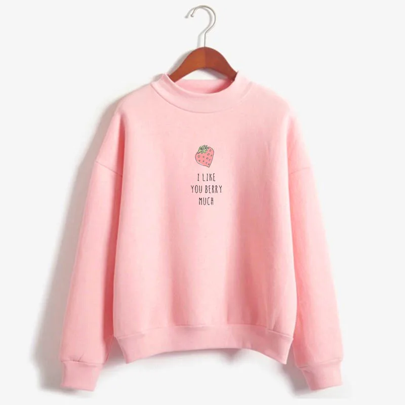 i like you berry much Girls Harajuku Fashion Sweatshirt Crew neck sweatshirt coat Plus cashmere Pullover Album | Женская одежда