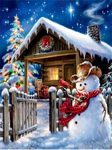 DIY Diamond Painting Landscape Christmas Snowman Cross Stitch Set Full Square Embroidery Mosaic Art Picture Of Rhinestones