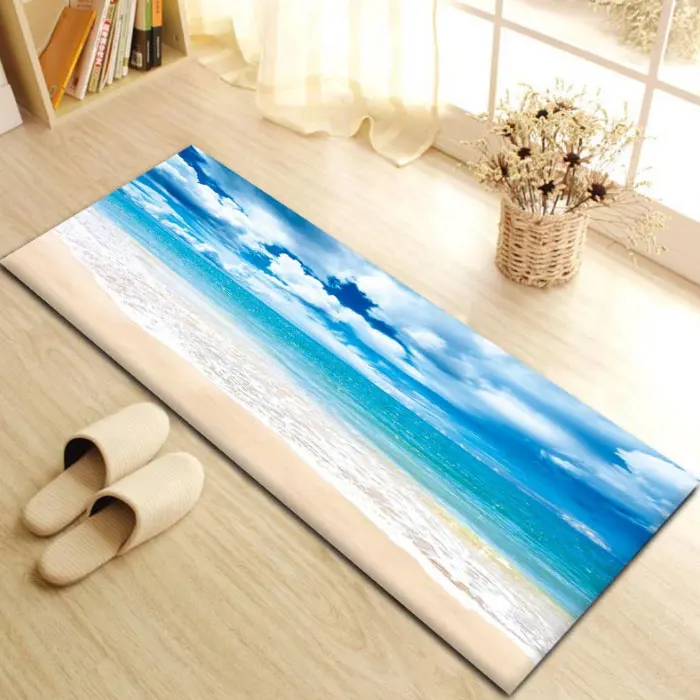 Фланелевый Противоскользящий коврик для ванной на море и пляж, ванная пол для душа, длинный коврик 40x60 см/40x100 см - Цвет: Beach