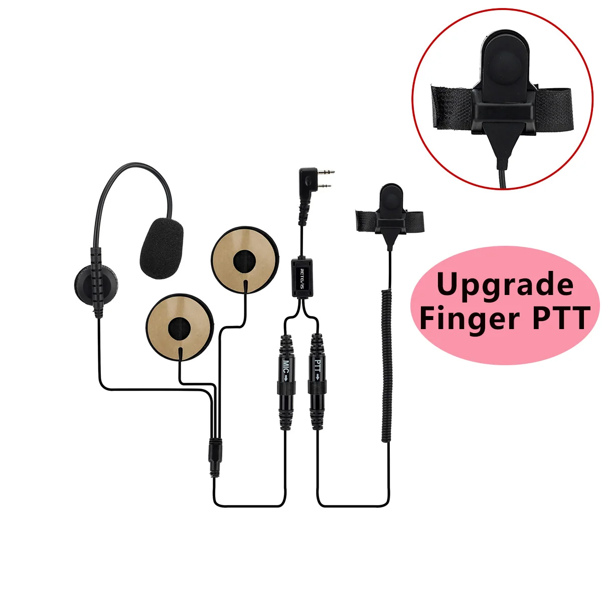 EHK010 Radio Accessories Motorcycle Helmet Headset 2Pin Finger PTT Dual Speakers
