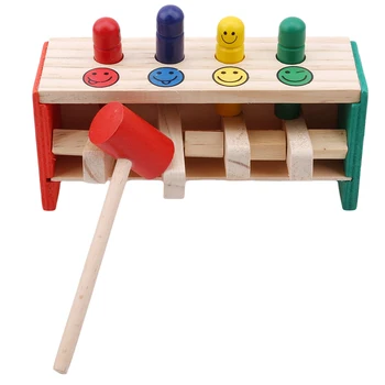 

1Set Pounding Bench Flying Man Knock Toy Set Creative Wooden Percussion Toys for Children Color Random Baby Kids Fun Game Gifts