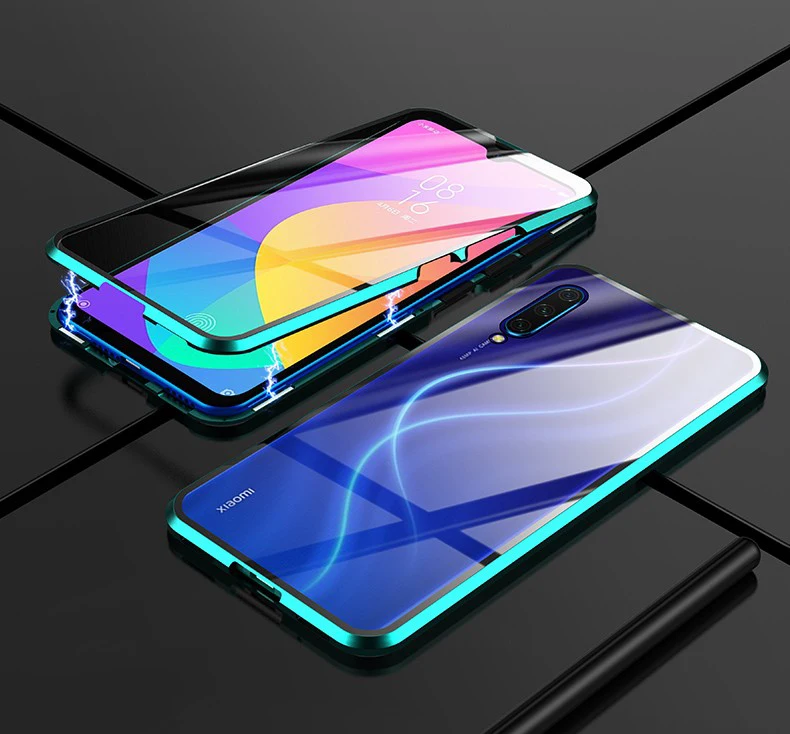 green 360 металлический чехол-футляр на магните для Xiaomi Redmi Note 7 8 Pro Redmi K20 Pro mi A3 9 9se 8 9t pro Pocophone F1 закаленное Стекло чехлы чехол на для Сяоми ксиоми Редми Ноут 7 8 про ми a3 9t про 9 9se 8 - Цвет: green