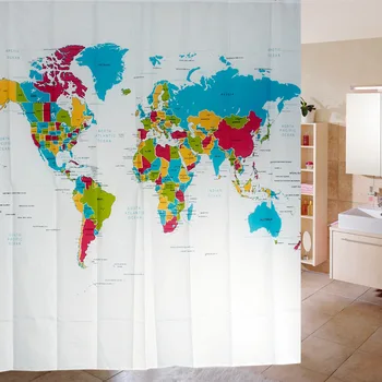

Shower Curtains World Map Shower Curtain 180cmx180cm Waterproof Mildew-proof Polyester Curtains HKS99
