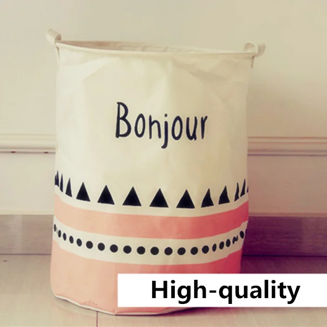 40*50cm Nordic Folding Laundry Basket Round Storage Bin Bag Large Hamper Collapsible Clothes Toy Holder Bucket Organizer - Цвет: B