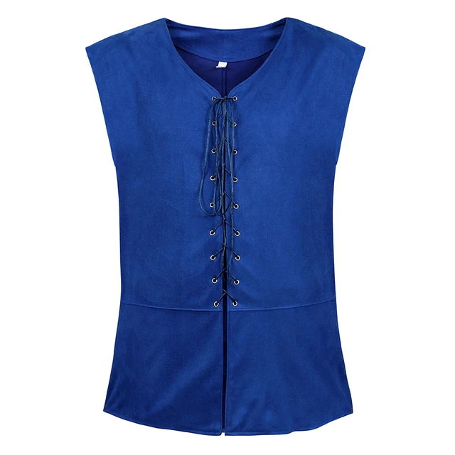 Pirate Vest Men Medieval Costume 18th Century Chevalier Sleeveless Waistcoats Gothic Renaissance Vest Pirate Costume Cosplay blue