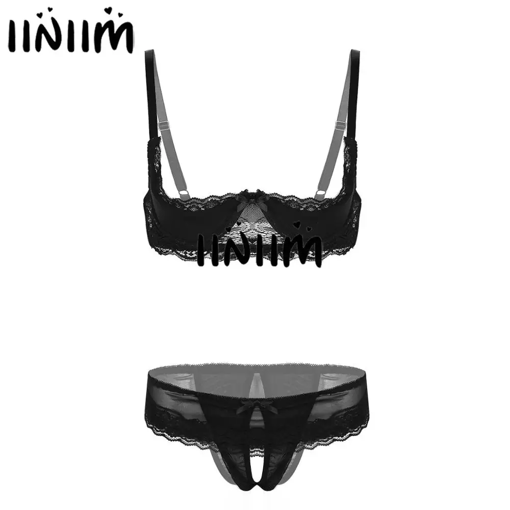 Женское микро бикини кружевное нижнее белье эротическое 1/4 чашки бюстгальтер без