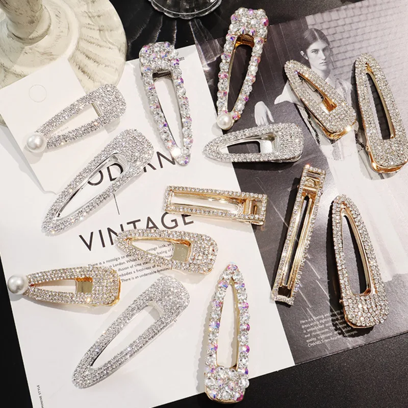 

Korean Fashion Shiny Crystal Hair Pins For Women Luxury Waterdrop Spring Barettes Hair Clip Hair Accessories Hair Jewlery mujer
