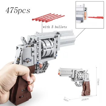

Fit Technic Series Gun Handgun Revolver Pistol Can Fire Bullets Set DIY Model Building Blocks Toys For Kids Boys Gift