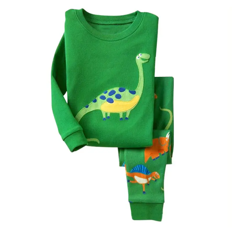  Cotton Kids Children Pajama Sets Cute Cartoon Kids Baby Boys Girls Dinosaur Pajamas Sleepsuit Night