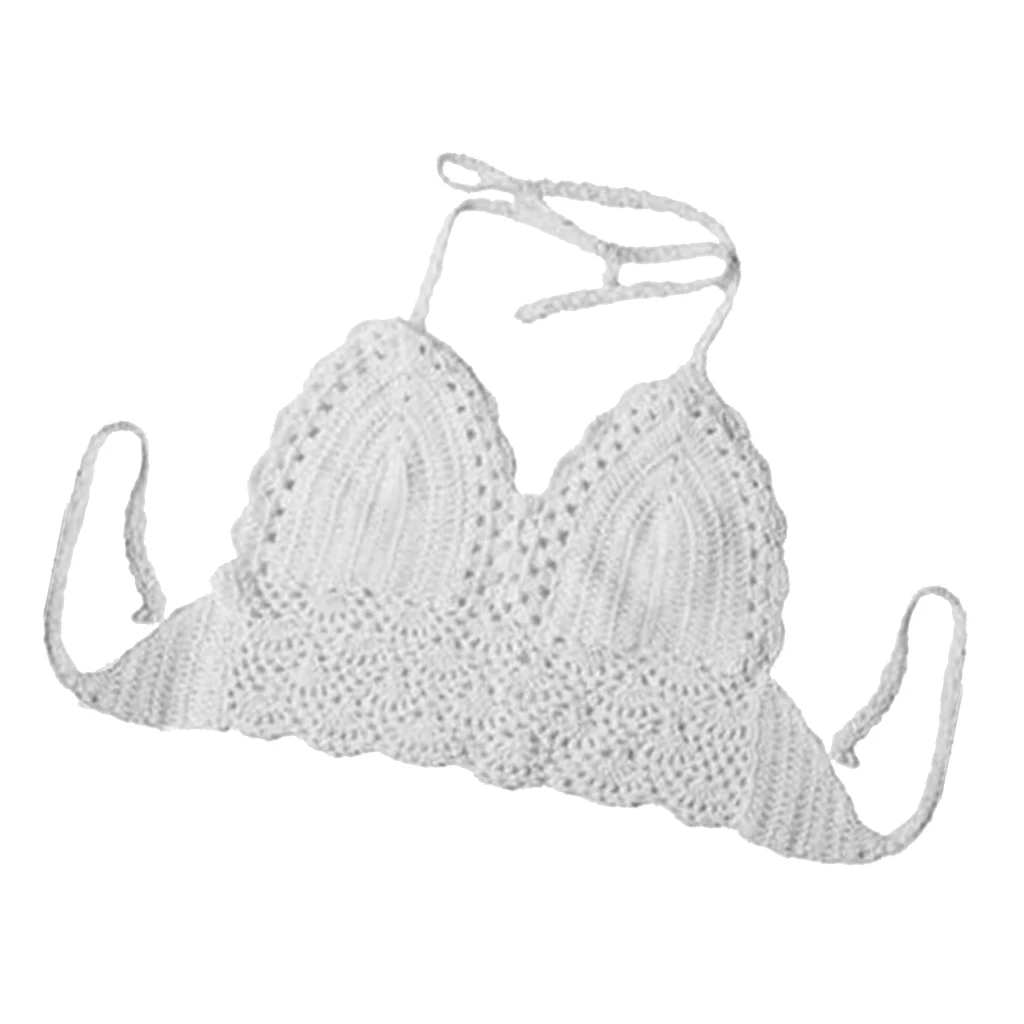 Women's Knit Mesh Crochet Hollow Bikini Cover Up Bar Tops Bathing Swimwear Bikini Swimsuit for Women