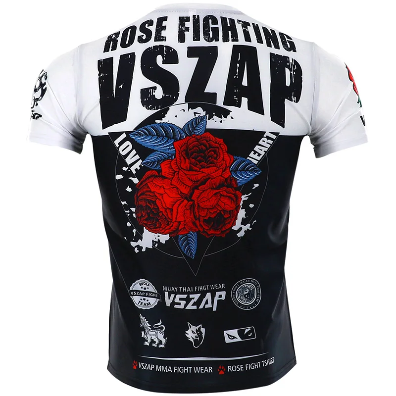 VSZAP MMA Sports Jersey Muay Thai Fitness Boxing Jiu Jitsu Gym Tee Shirt Fighting Clothes Fighting T Shirt Men Homme Sauna S-4XL