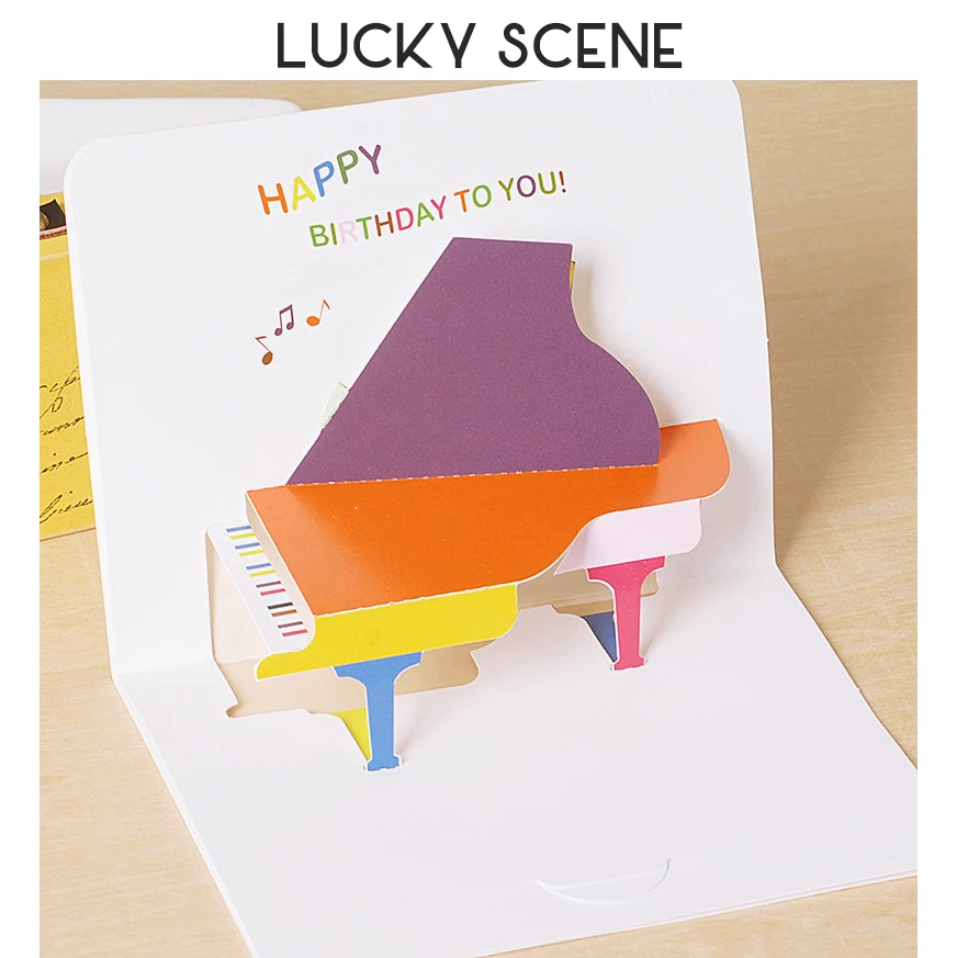 3D Pop-Up Cards Birthday Card Thank-you for Girl Kids Wife Husband Birthday Gift Cake Greeting Card Postcards S00763