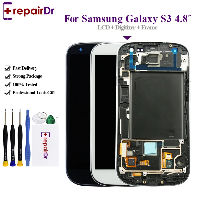 Super AMOLED 4 8 дюйма 100% испытано для Samsung S3 i9300 ЖК-дисплей ЖК-экран сенсорный дигитайзер