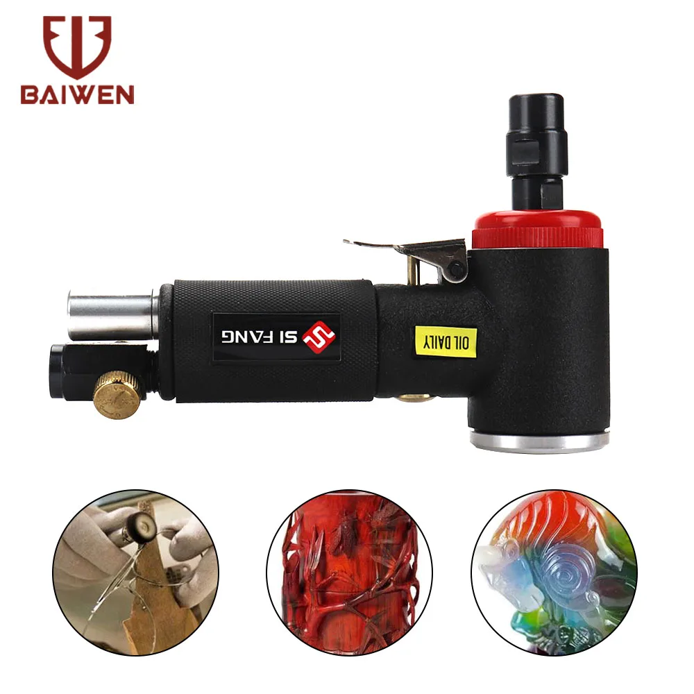 Mini Air Angle Die Grinder 1/4 inch & 1/8 inch Pneumatic Grinding Machine 90 Degree Polisher Mill Engraving Tool Set