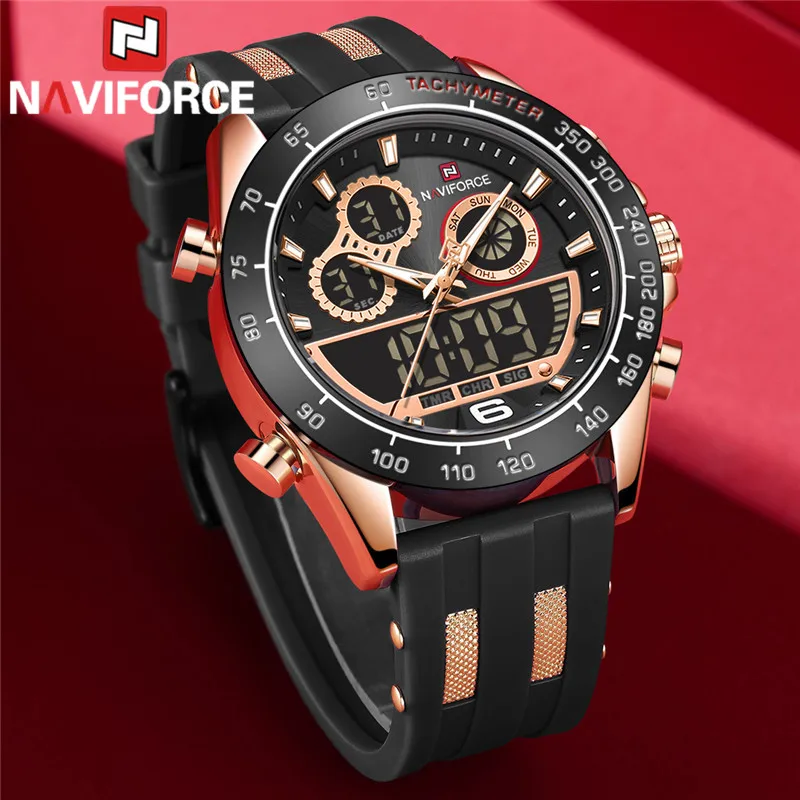 Часы наручные NAVIFORCE Мужские кварцевые модные брендовые Роскошные спортивные
