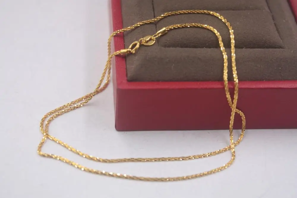Чистая 18k цепочка из желтого золота унисекс удача 1mmW полная звезда звено цепи ожерелье 18 дюймов 2,15 г