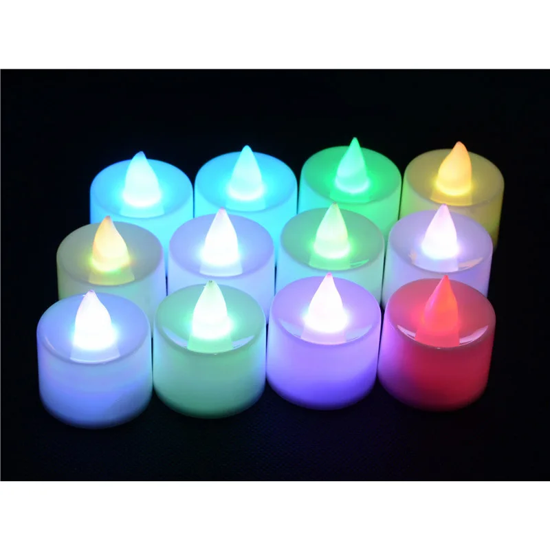 Светодиодная лампа-свеча, имитирующий огненный светильник, креативный разноцветный светильник, чайный светильник для свадьбы, дня рождения, декоративный светильник-свеча - Цвет: Colorful slow flash