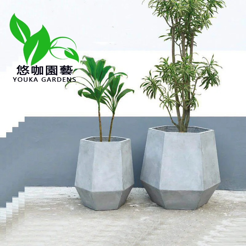 

Youka-Leisurely Coffee Creative Cement Flowerpot Large Size Hexagonal Simple Large Flower Pot Art Handmade Magnesium Clay Small