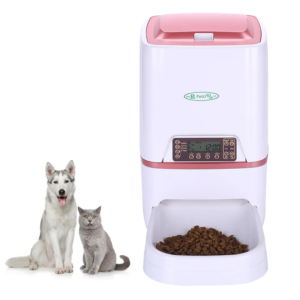 Автоматическая кормушка для кошек и собак, дозатор еды с записью голоса, таймер, программируемый распределительный сигнал