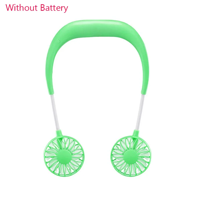 green Портативные вентиляторы для шеи, шейные вентиляторы с USB перезаряжаемой батареей, двойная ветровая головка для офисных вентиляторов - Цвет: green