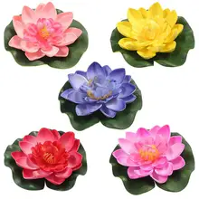 5Pcs Artificial Floating Water Lily EVA Lotus Flower Pond Decor 10cm Red Yellow Blue Pink Light Pink Pool Simulation Lotus