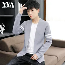 Корейский бренд осенний тонкий мужской повседневный вязаный свитер модный длинный рукав карманы Тонкий размер плюс мужской открытый стежок уличная