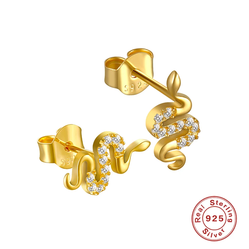 

Punk 925 Sterling Silver Earrings For Women Gold Evil Eye Earrings Girl Cartilage Ear Bone Earrings Snake Zircon aretes B5