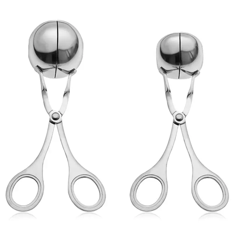 

2PCS Stainless Steel Meatballs Clip Cake Make Cookie Dough Scoop Tongs for Meatball Cake Ice Cream Bath Bombs Kitchen tools