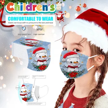 

10/30/50/80/100PC Children Three-Layer Daily Care Disposable Face Mask Safety Air Fog Protective Christmas Cartoon Printing Mask