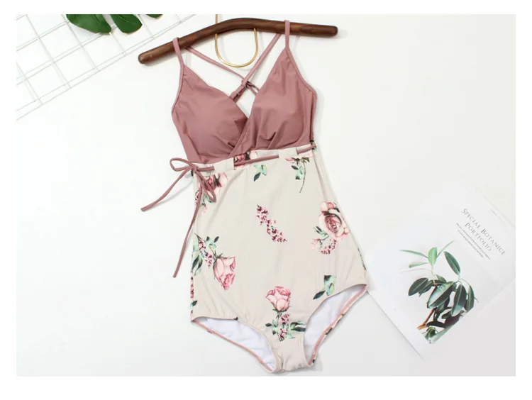 Bikini Monokini One Peice Swimsuit Women Swim Dress Suit Swimming Gir For Girl Broken Flower Cover Back Push Up Spandex
