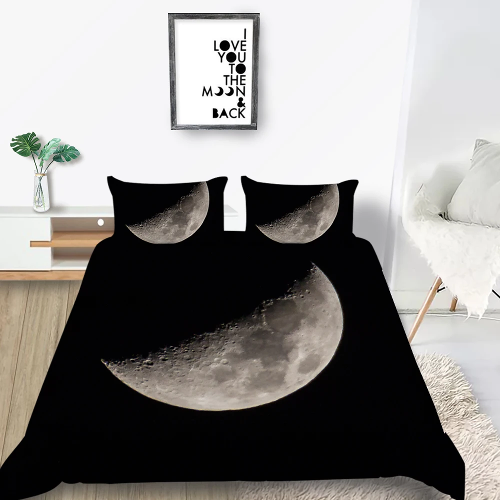 

Creascent Bedding Set Queen Simple Comfortable Lifelike 3D Duvet Cover Black King Twin Full Single Double Unique Design Bed Set