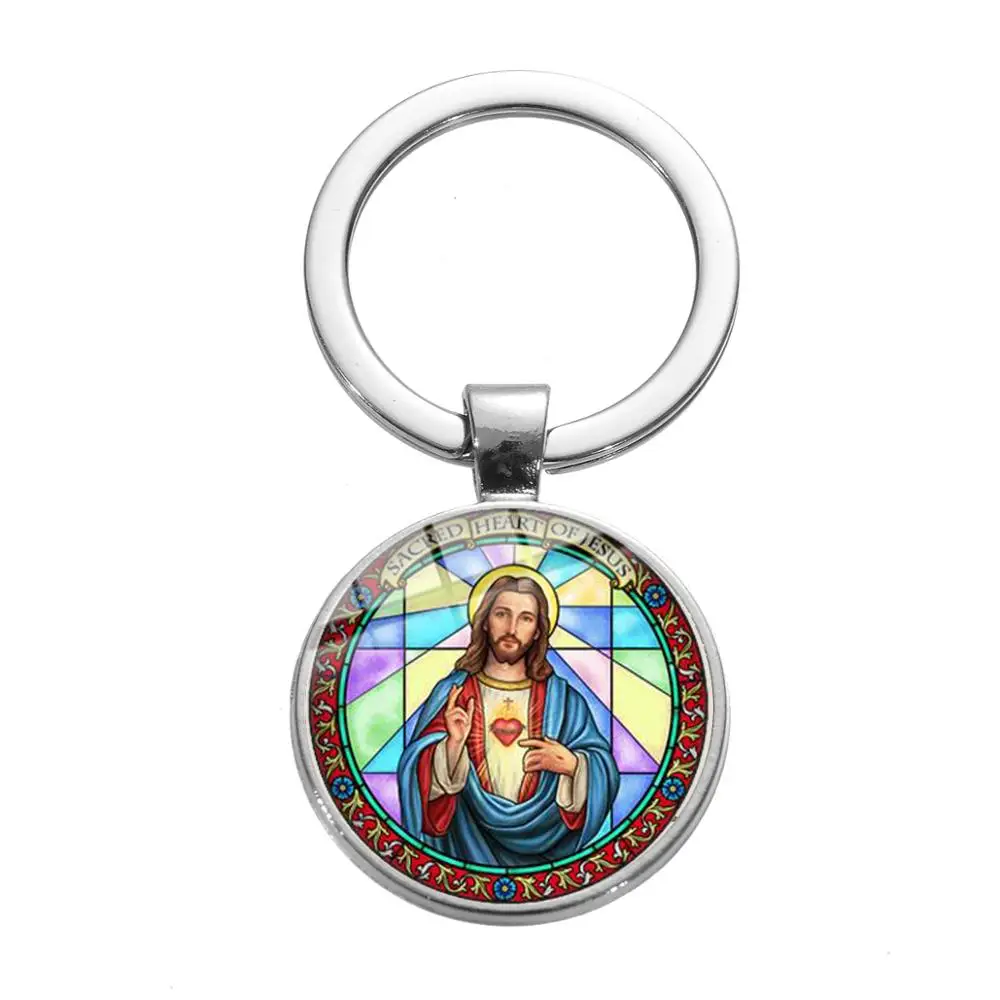 SONGDA рыба с крестом знак Иисуса Брелок-Шарм религиозный Ichthus I Love Jesus Cross Peace glass Photo Dome сувенир-брелок для ключей - Цвет: Style 12